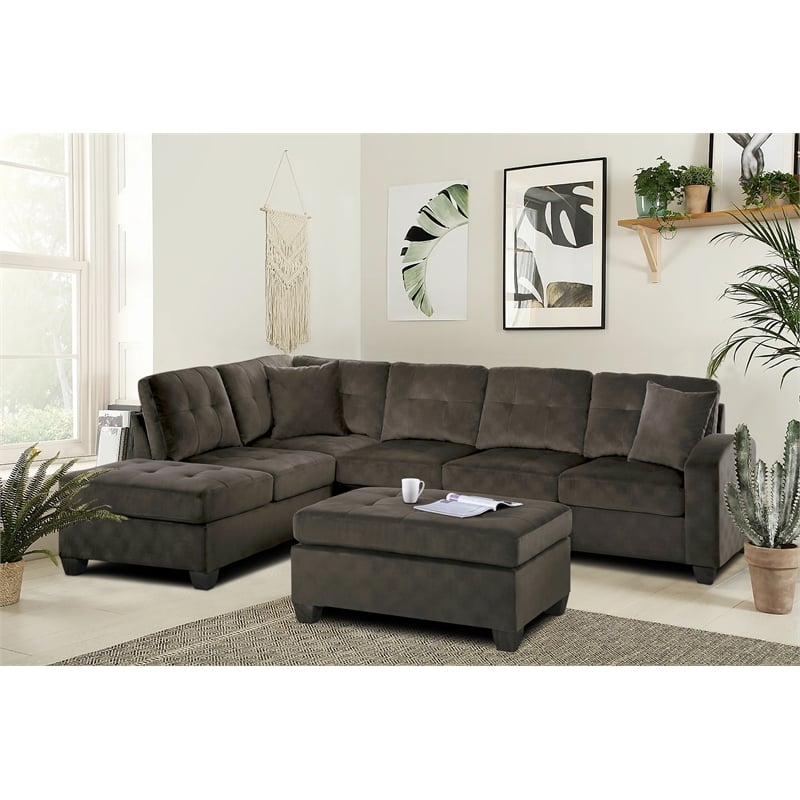 Lexicon Emilio Velvet Upholstered Ottoman in Chocolate