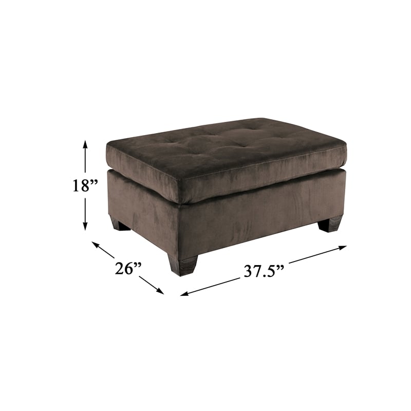 Lexicon Emilio Velvet Upholstered Ottoman in Chocolate
