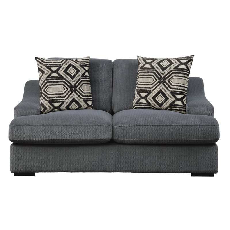Lexicon Orofino Microfiber Upholstered Loveseat in Dark Gray