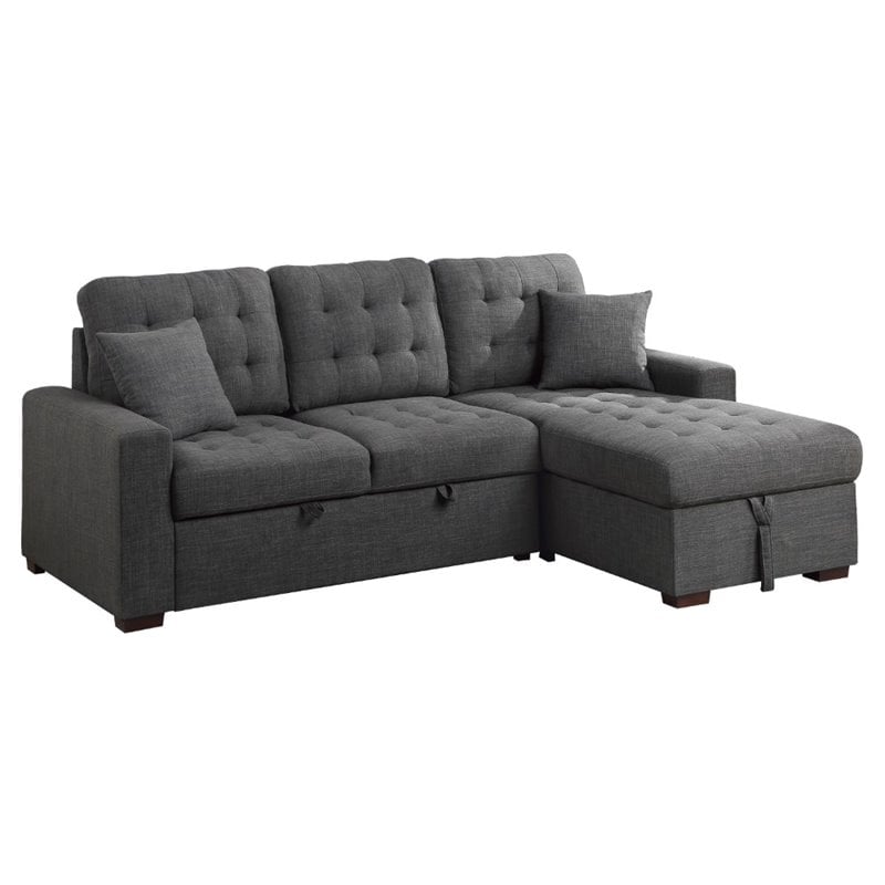Lexicon McCafferty 2-Pc Sectional with Pull-out Bed & Right Chaise in Dark Gray
