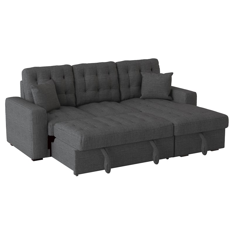 Lexicon McCafferty 2-Pc Sectional with Pull-out Bed & Right Chaise in Dark Gray