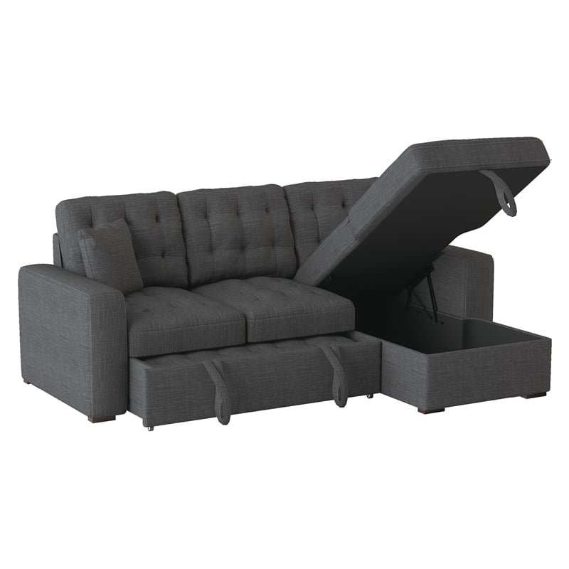 Lexicon McCafferty 2-Pc Sectional with Pull-out Bed & Right Chaise in Dark Gray