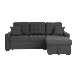Lexicon McCafferty 2-Pc Sectional with Pull-out Bed & Right Chaise in Dark Gray