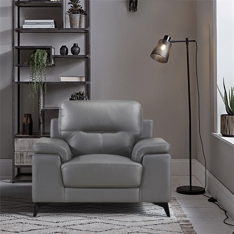 Lexicon Mischa Leather Match Accent Chair in Dark Gray