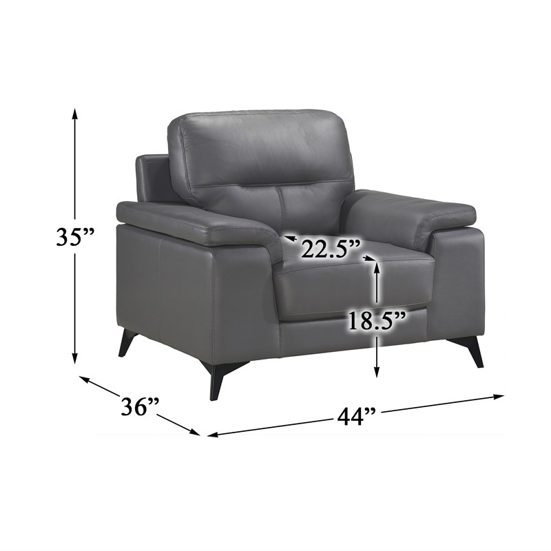 Lexicon Mischa Leather Match Accent Chair in Dark Gray