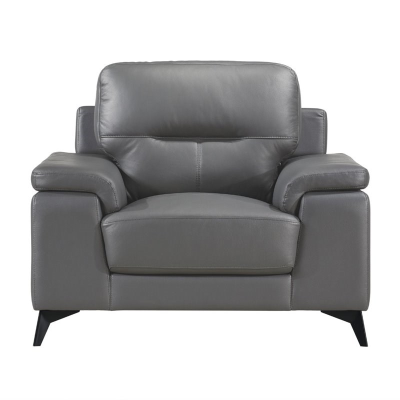 Lexicon Mischa Leather Match Accent Chair in Dark Gray
