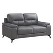 Lexicon Mischa Leather Match Loveseat in Dark Gray