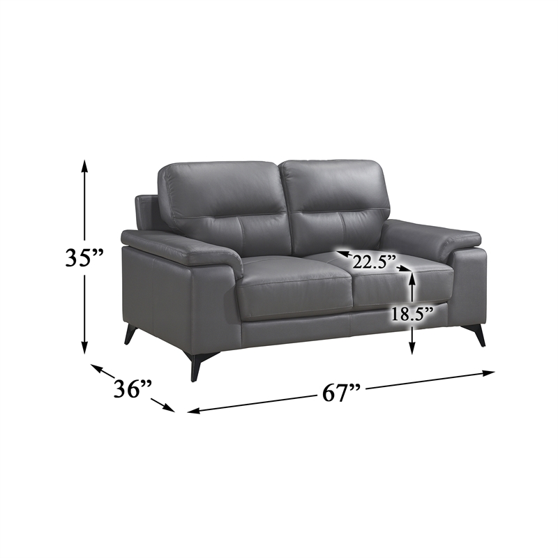 Lexicon Mischa Leather Match Loveseat in Dark Gray