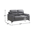 Lexicon Mischa Leather Match Loveseat in Dark Gray