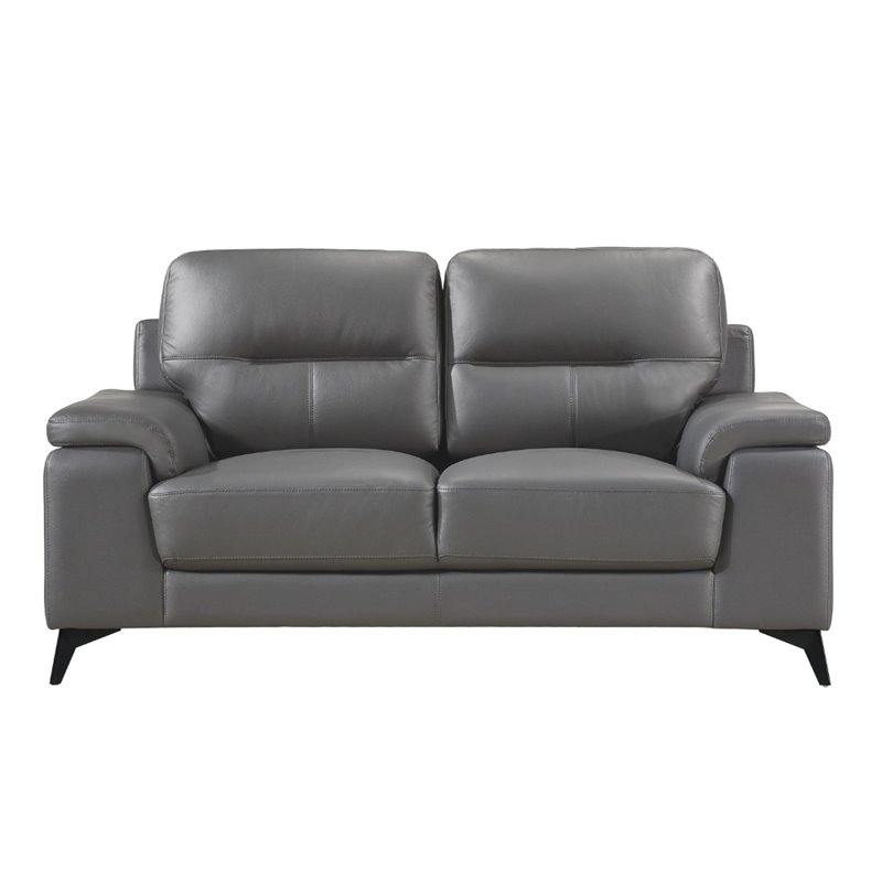 Lexicon Mischa Leather Match Loveseat in Dark Gray