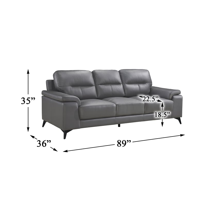 Lexicon Mischa Leather Match Sofa in Dark Gray