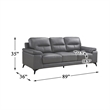 Lexicon Mischa Leather Match Sofa in Dark Gray