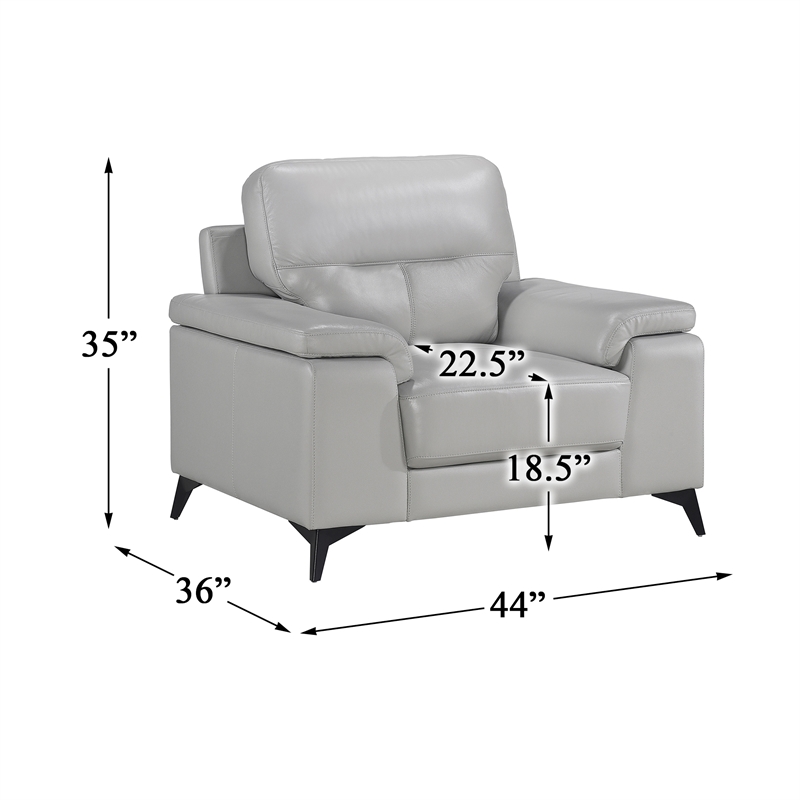 Lexicon Mischa Leather Match Accent Chair in Silver Gray