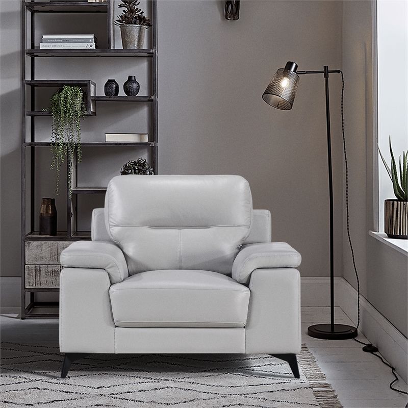 Lexicon Mischa Leather Match Accent Chair in Silver Gray
