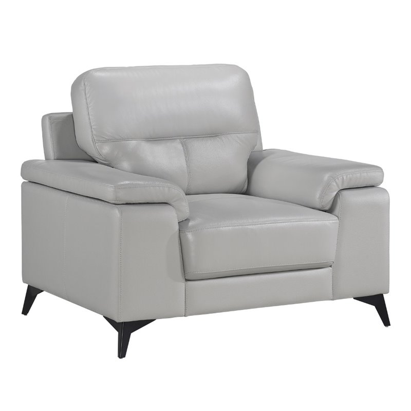 Lexicon Mischa Leather Match Accent Chair in Silver Gray