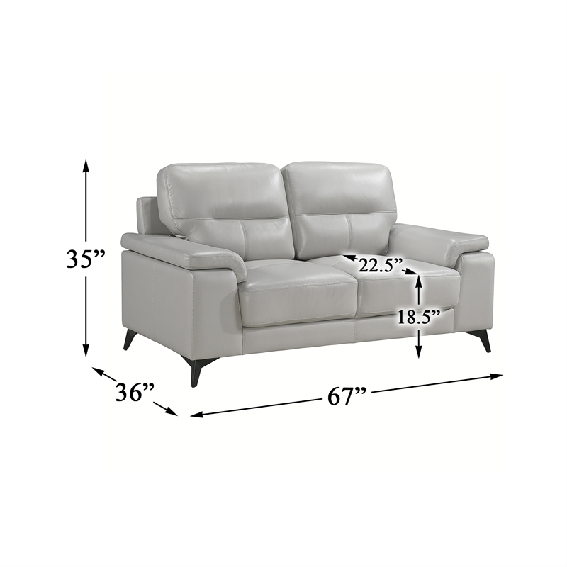Lexicon Mischa Leather Match Loveseat in Silver Gray