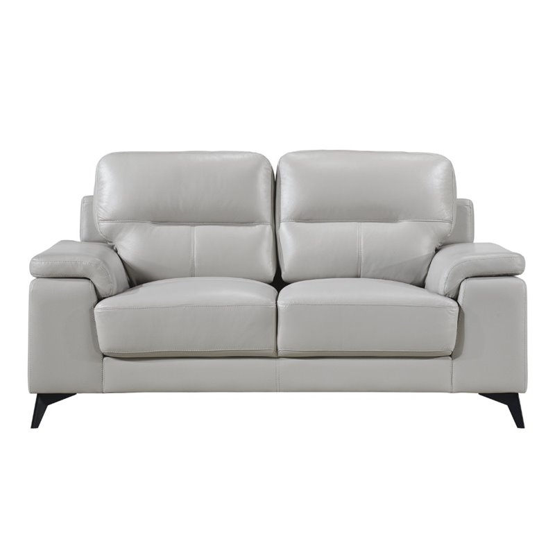 Lexicon Mischa Leather Match Loveseat in Silver Gray
