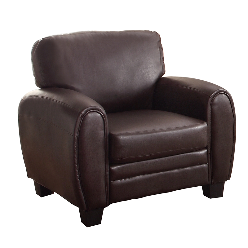 Lexicon Rubin Bonded Leather Accent Chair in Dark Brown