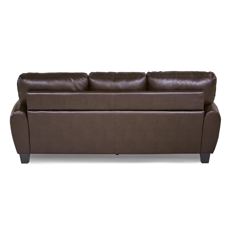 Lexicon Rubin Faux Leather Uholstery Sofa in Dark Brown Color
