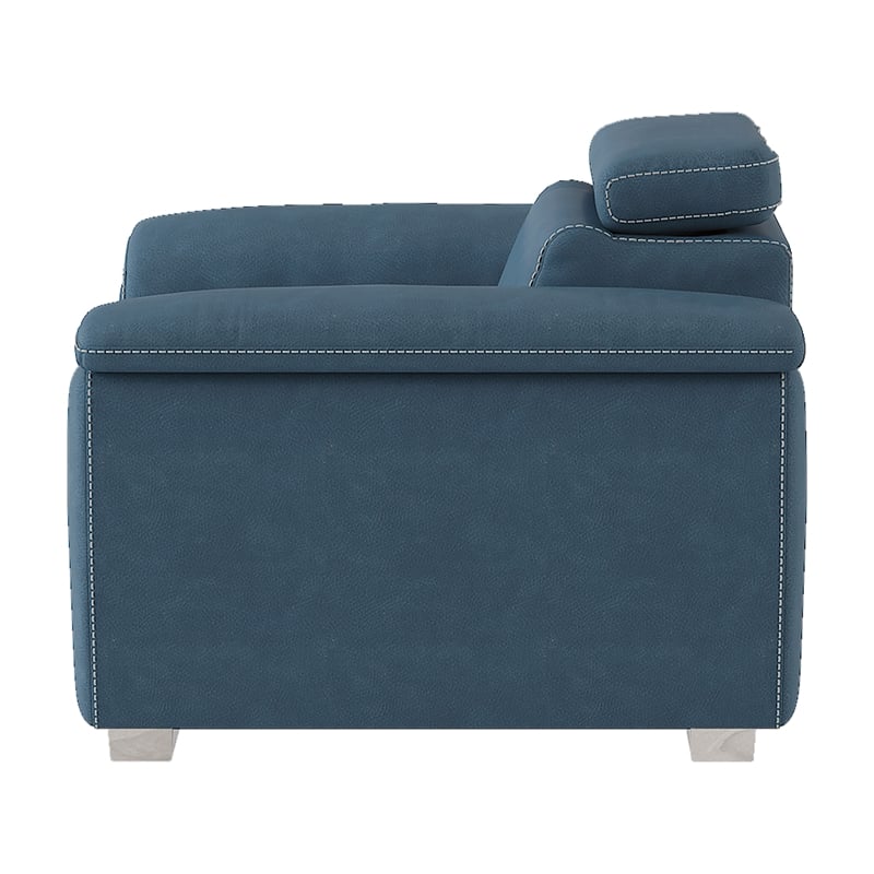 Lexicon Ferriday Microfiber Accent Chair with Pull Out Ottoman in Blue