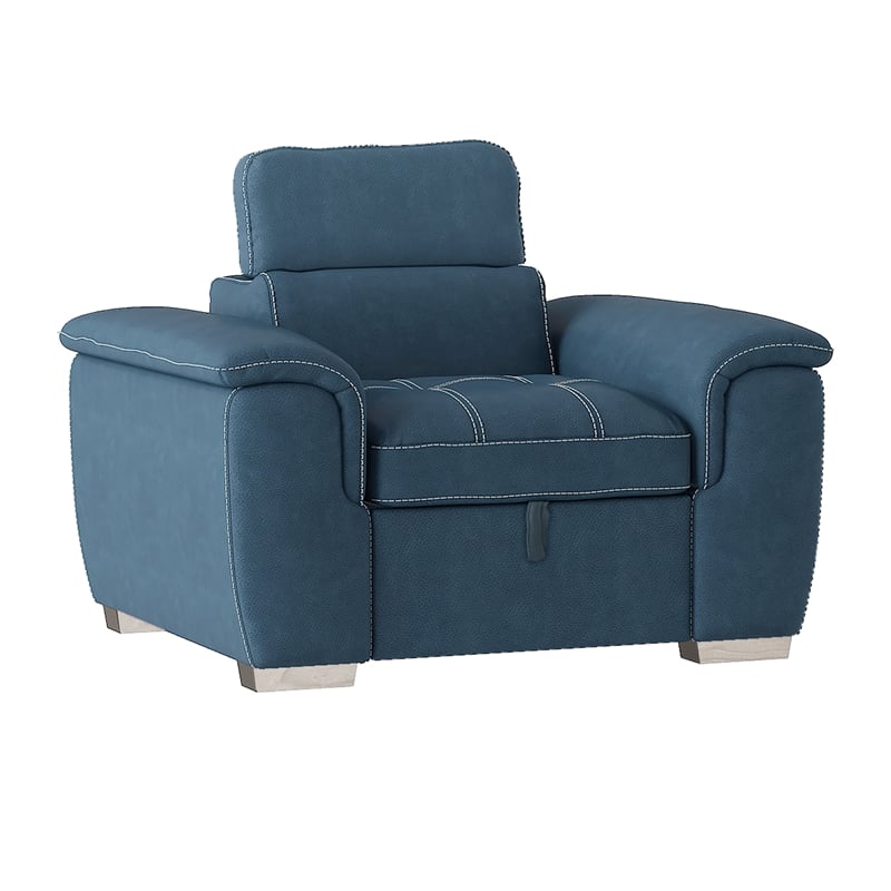 Lexicon Ferriday Microfiber Accent Chair with Pull Out Ottoman in Blue