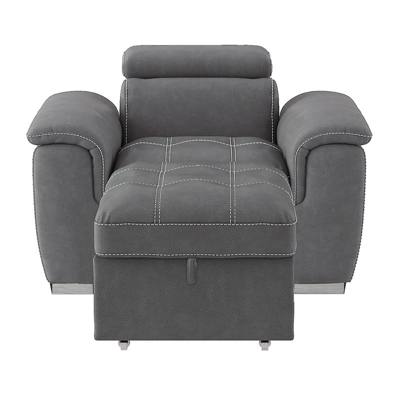 Lexicon Ferriday Microfiber Accent Chair with Pull Out Ottoman in Gray