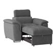 Lexicon Ferriday Microfiber Accent Chair with Pull Out Ottoman in Gray