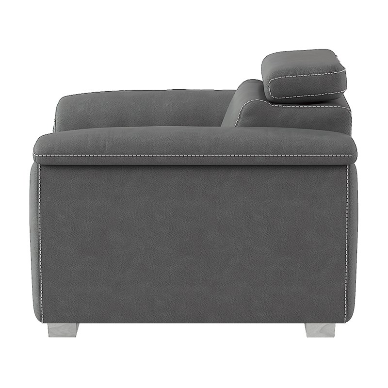 Lexicon Ferriday Microfiber Accent Chair with Pull Out Ottoman in Gray