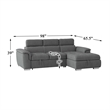 Lexicon Ferriday Microfiber Sectional Sofa with Pull Out Bed in Gray