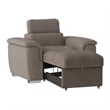 Lexicon Ferriday Microfiber Accent Chair with Pull Out Ottoman in Taupe