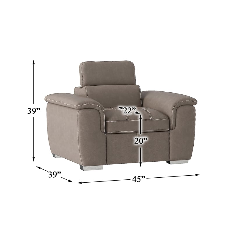 Lexicon Ferriday Microfiber Accent Chair with Pull Out Ottoman in Taupe