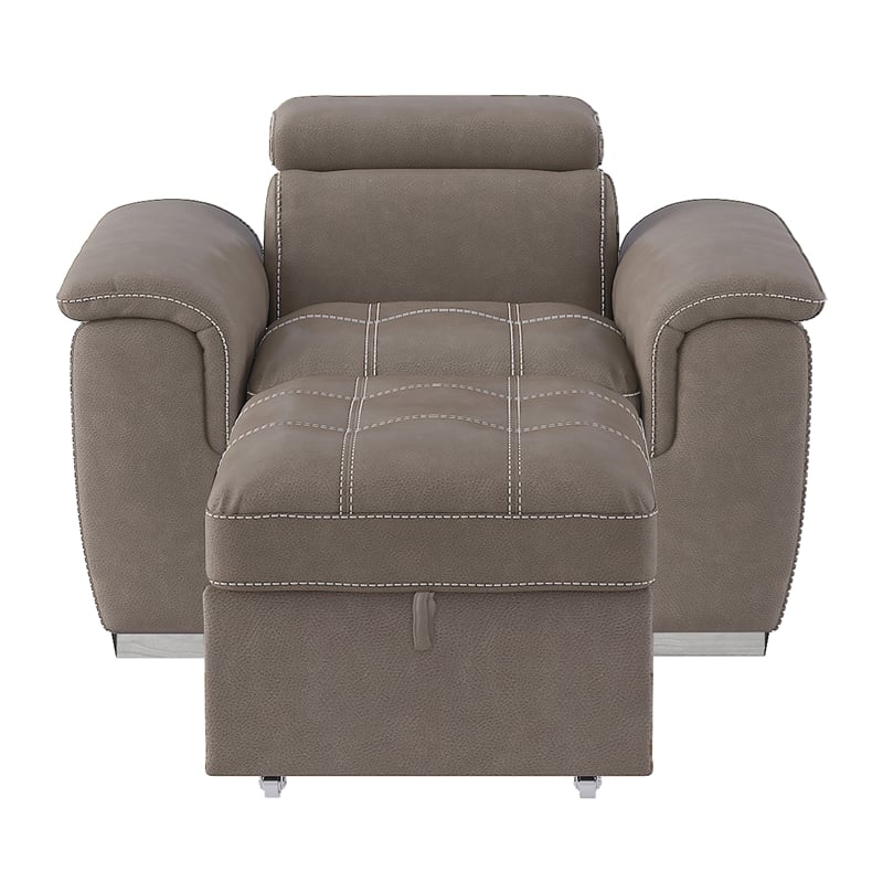Lexicon Ferriday Microfiber Accent Chair with Pull Out Ottoman in Taupe
