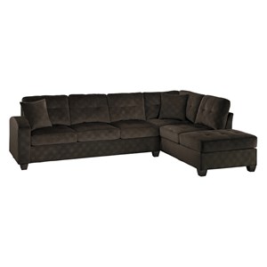 Lexicon Emilio Velvet Upholstered Reversible Sectional in Chocolate
