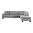 Lexicon Emilio Velvet Upholstered Reversible Sectional in Taupe