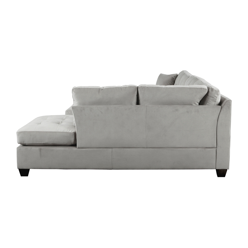 Lexicon Emilio Velvet Upholstered Reversible Sectional in Taupe