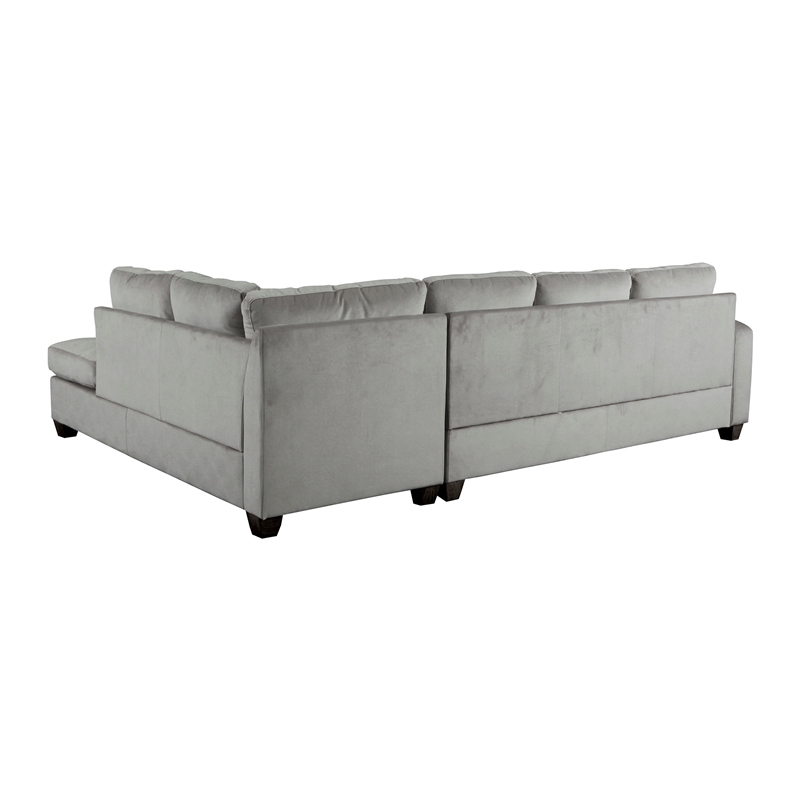 Lexicon Emilio Velvet Upholstered Reversible Sectional in Taupe