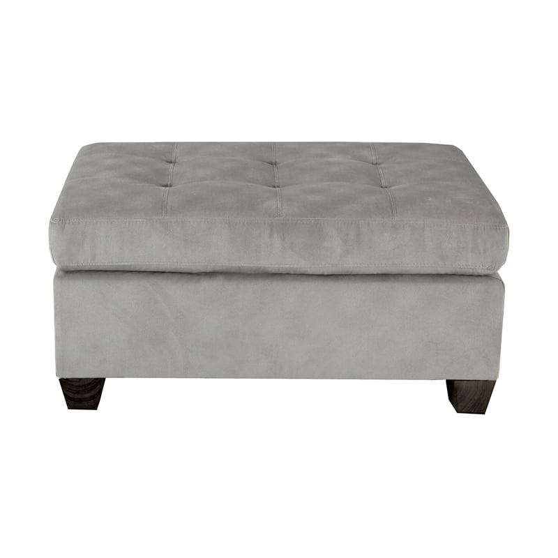 Lexicon Emilio Velvet Upholstered Ottoman in Taupe
