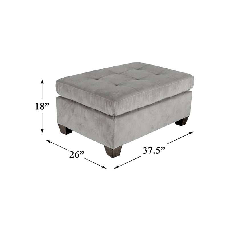 Lexicon Emilio Velvet Upholstered Ottoman in Taupe