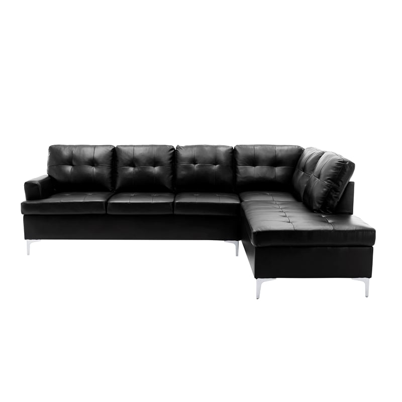 Lexicon Barrington Faux Leather Sectional Sofa in Black