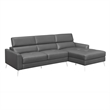 Lexicon Ashland Solid Wood and Leather Upholstered Sectional Sofa in Dark Gray