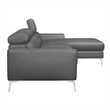 Lexicon Ashland Solid Wood and Leather Upholstered Sectional Sofa in Dark Gray