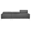Lexicon Ashland Solid Wood and Leather Upholstered Sectional Sofa in Dark Gray