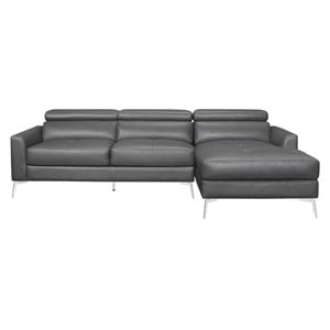 lexicon ashland leather sectional sofa in dark gray