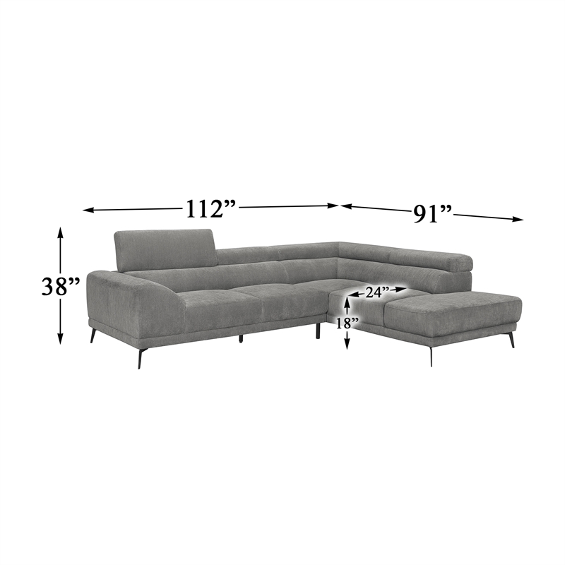Lexicon Medora Upholstered Sectional Sofa in Gray Cymax Business