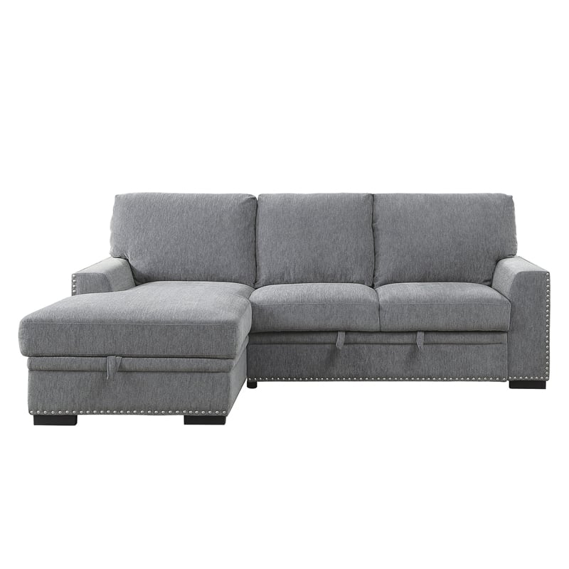 Lexicon Morelia Chenille Sectional with Pull Out Bed and Storage in Dark Gray