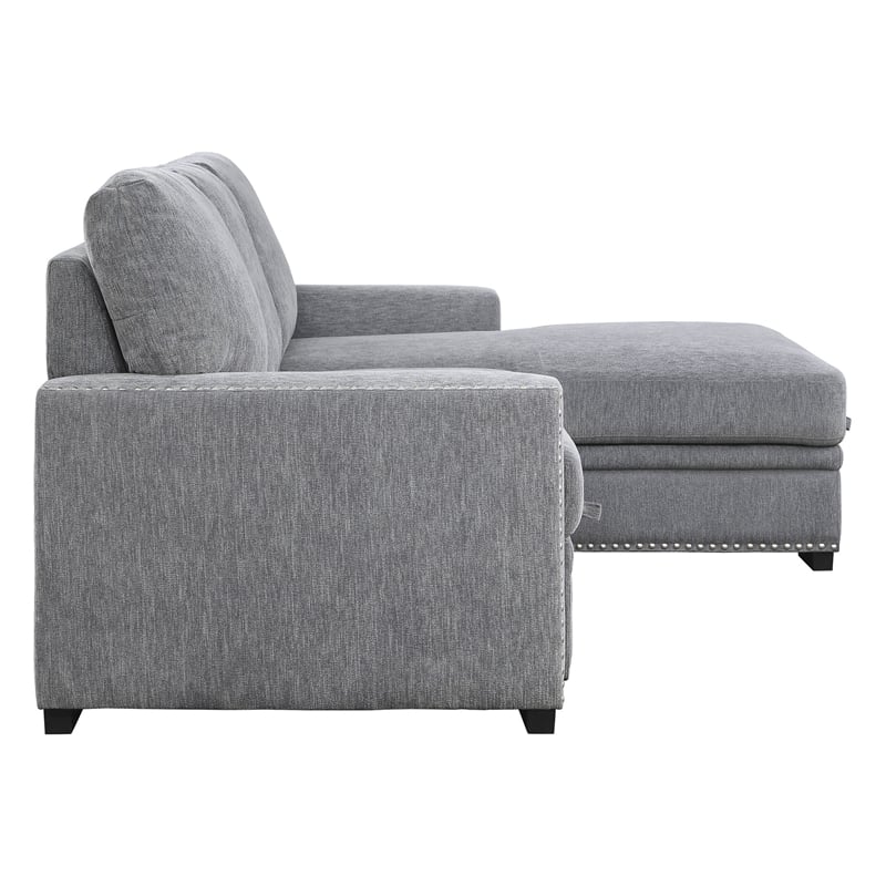 Lexicon Morelia Chenille Sectional with Pull Out Bed and Storage in Dark Gray