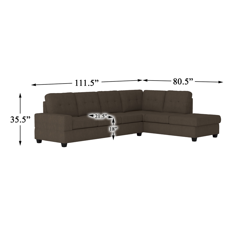 Lexicon Maston Microfiber Upholstered Sectional Sofa in Chocolate