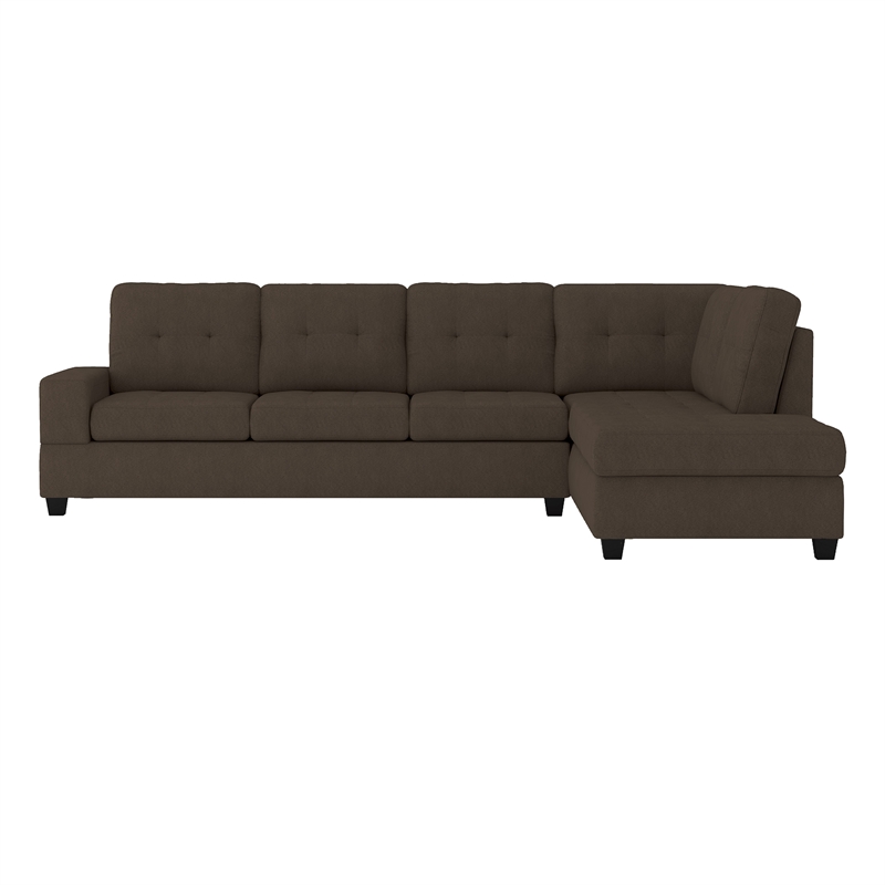 Lexicon Maston Microfiber Upholstered Sectional Sofa in Chocolate