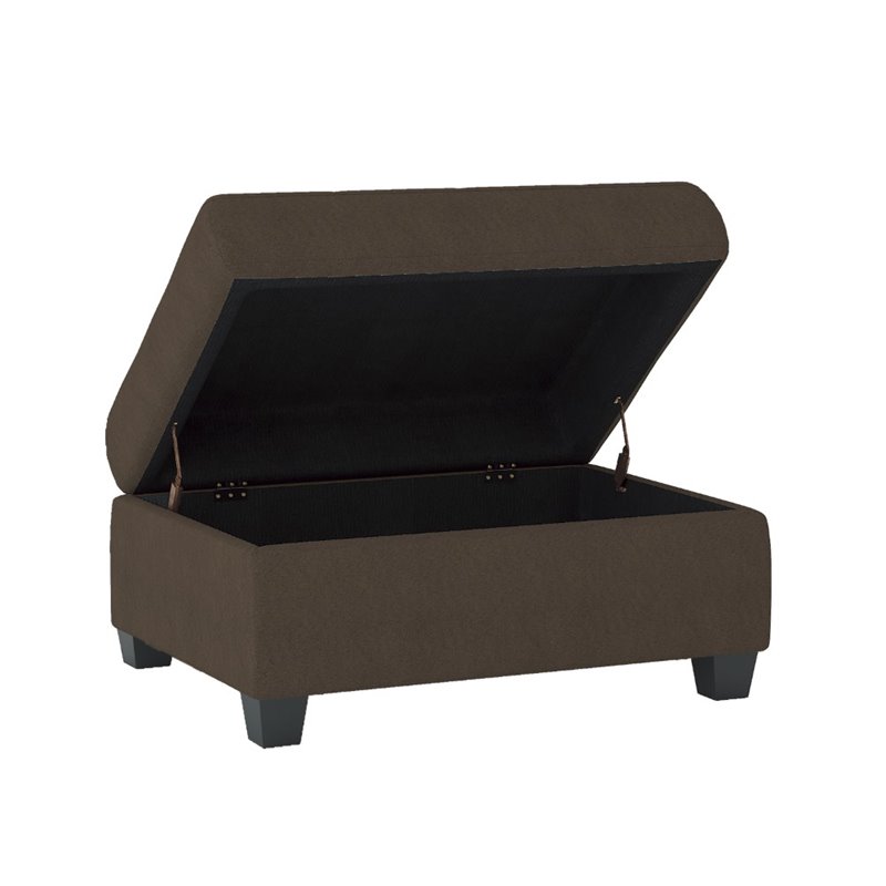 Lexicon Maston Microfiber Ottoman with Storage in Chocolate