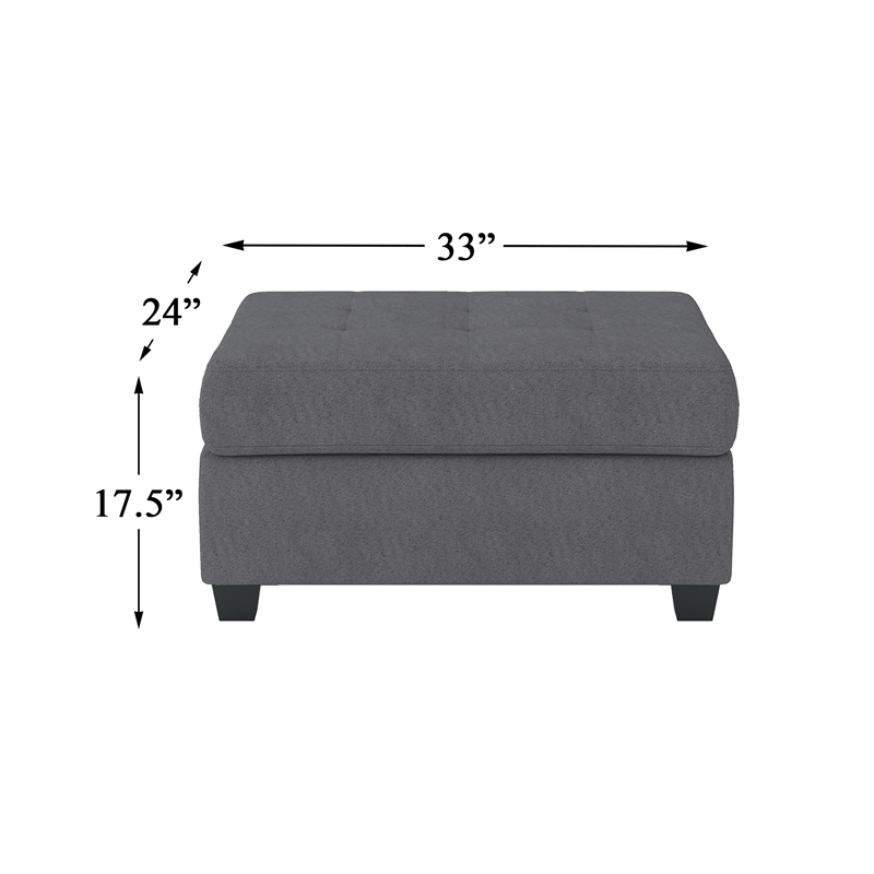 Lexicon Maston Microfiber Ottoman with Storage in Dark Gray